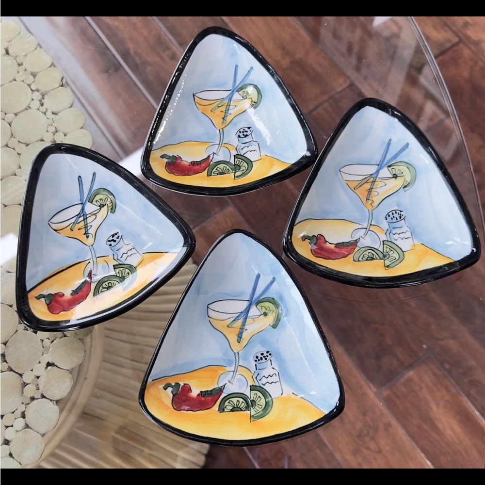 Set of 4 HausenWare Triangle Appetizer Tapas Plates -Mary Jane Mitchell -Fiesta!